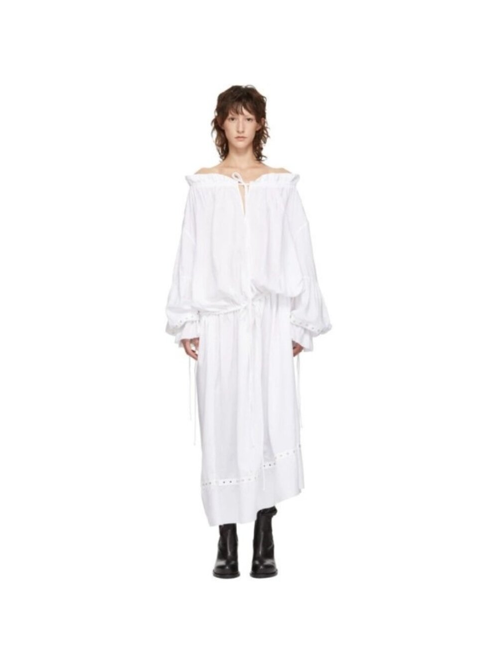 NWT Marques Almeida White Pirate Cosplay Shirt Midi Dress $730 M Distressed Maxi